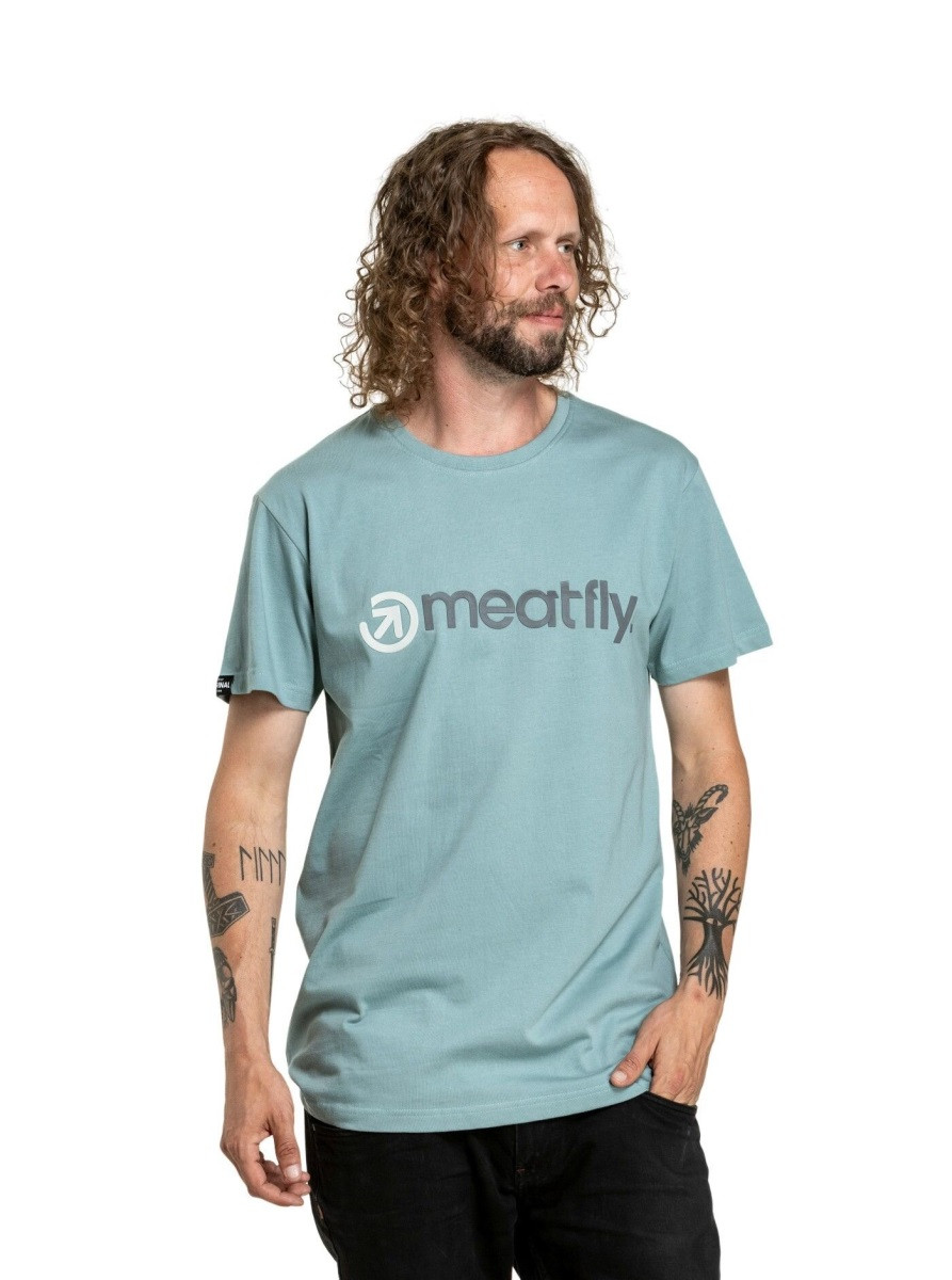 Pánské tričko meatfly joe světle tyrkysová m