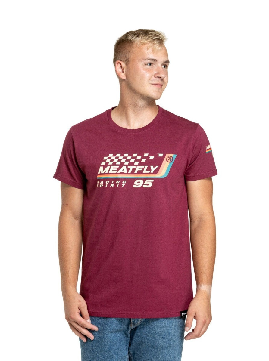 Pánské tričko meatfly racing spirit vínová m