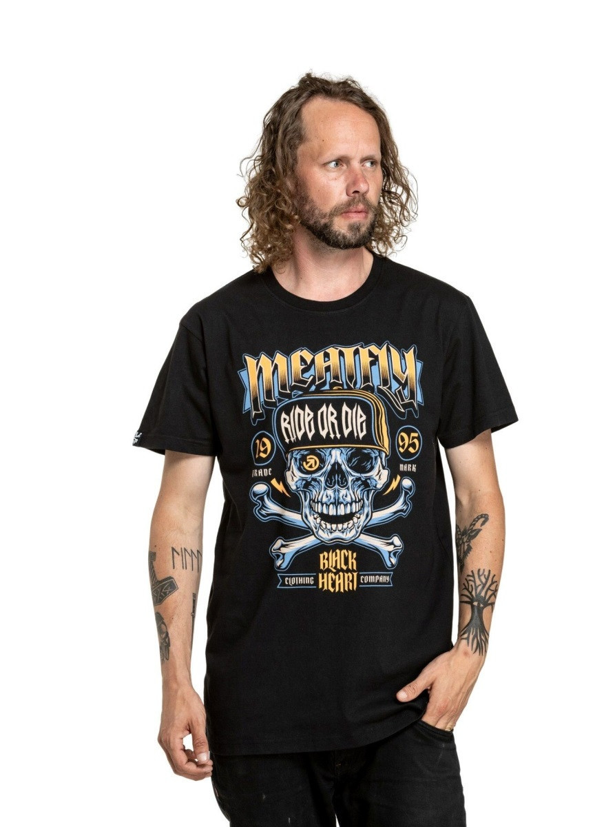 Pánské tričko meatfly crossbones černá m