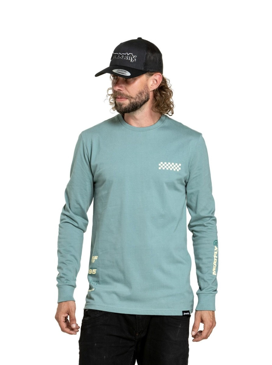 Pánské tričko s dlouhým rukávem meatfly appex tyrkysová s