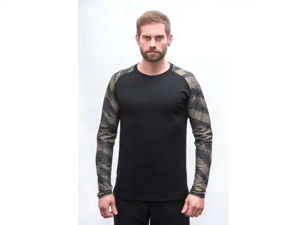 Sensor Merino Blend Impress pánské triko dlouhý rukáv černá/brush vel. M