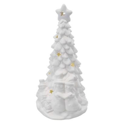 Emos LED keramický stromek se sněhuláky, 33,5 cm, 2x AA, vnitřní, teplá bílá DCLW31
