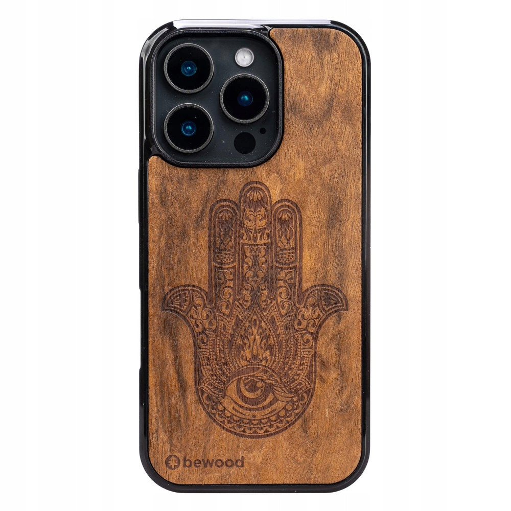 Dřevěné Pouzdro Bewood pro iPhone 16 Pro Hamsa Imbuia