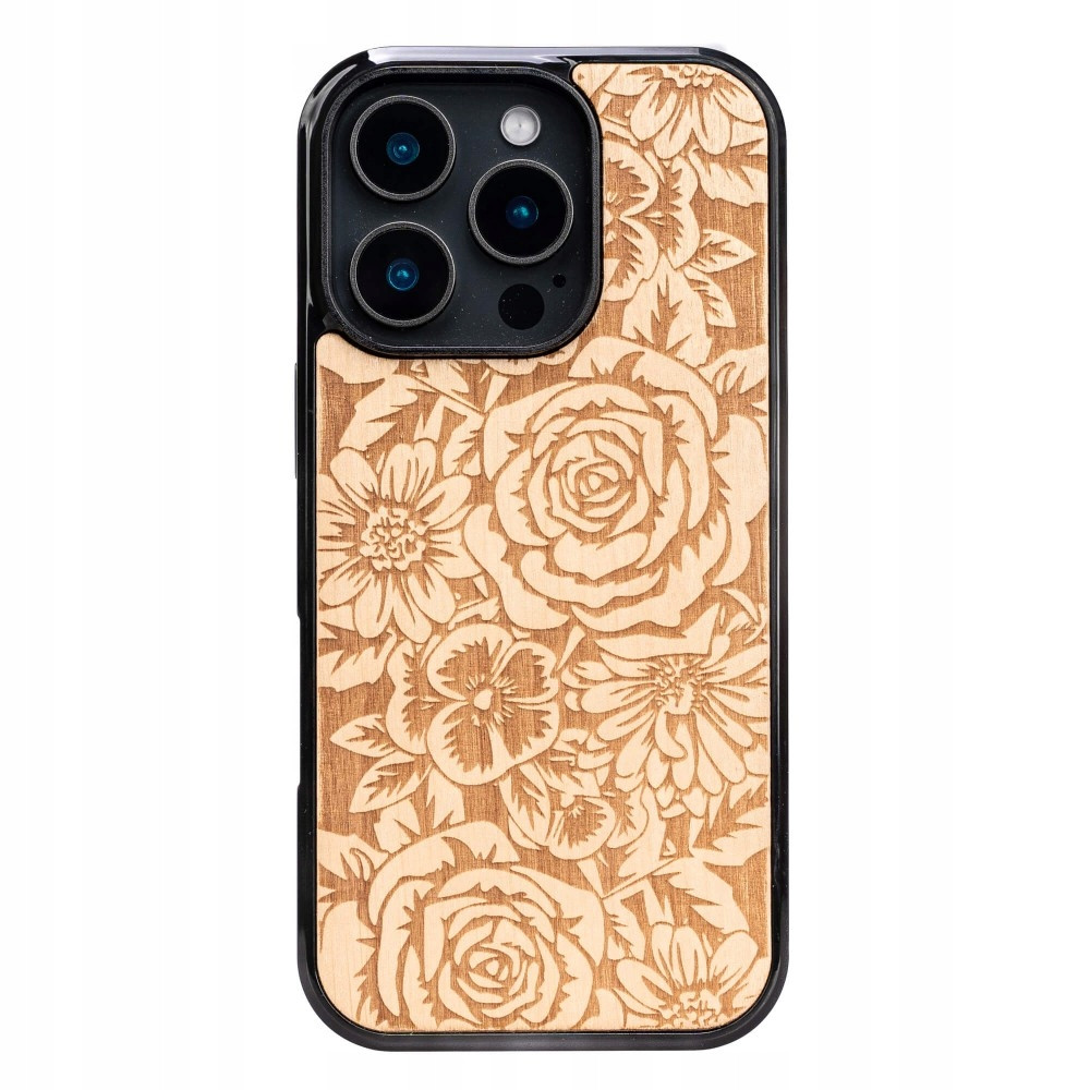 Dřevěné Pouzdro Bewood pro iPhone 16 Pro Růže Aniegre