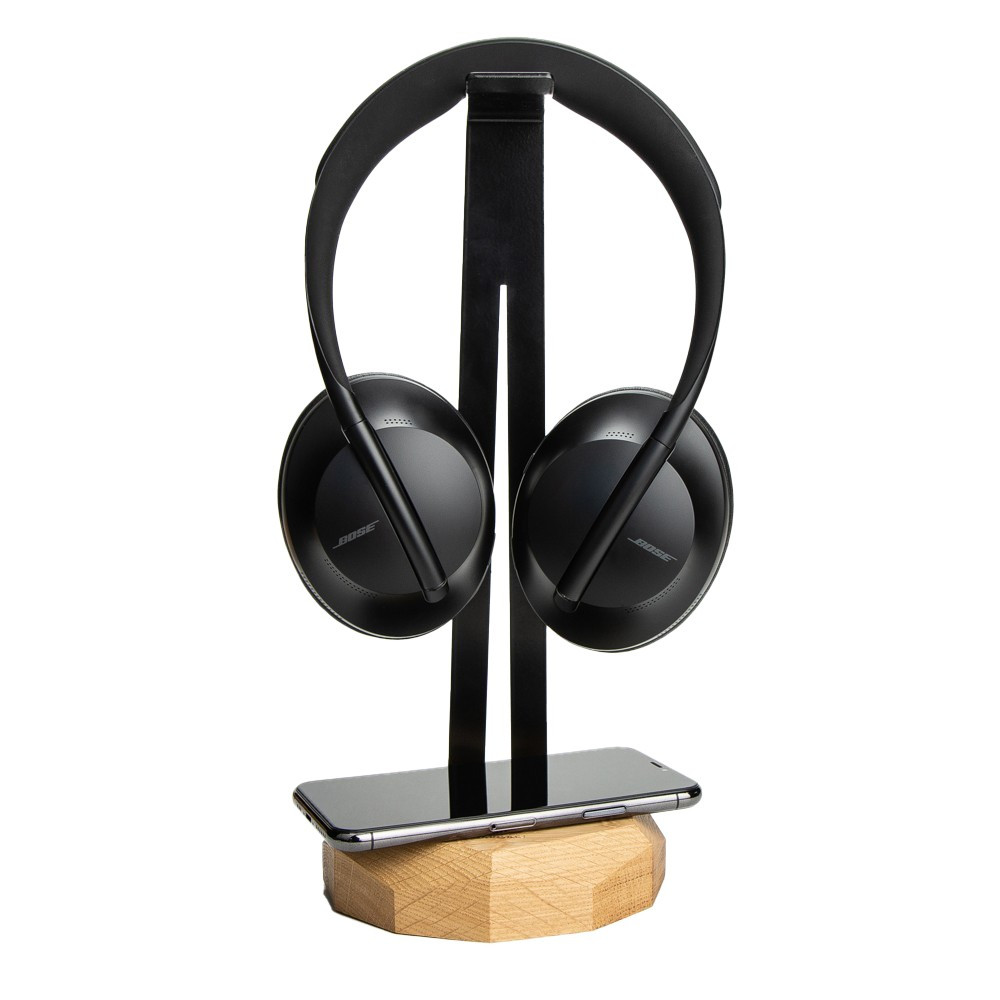 Stojan na sluchátka s Qi nabíječkou 15W Black Dub