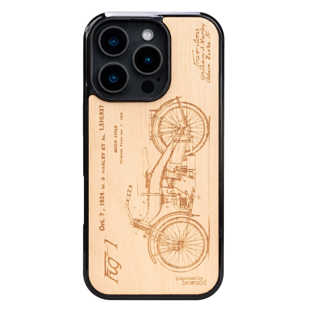 Dřevěné Pouzdro Bewood pro iPhone 16 Pro Harley Patent Aniegre