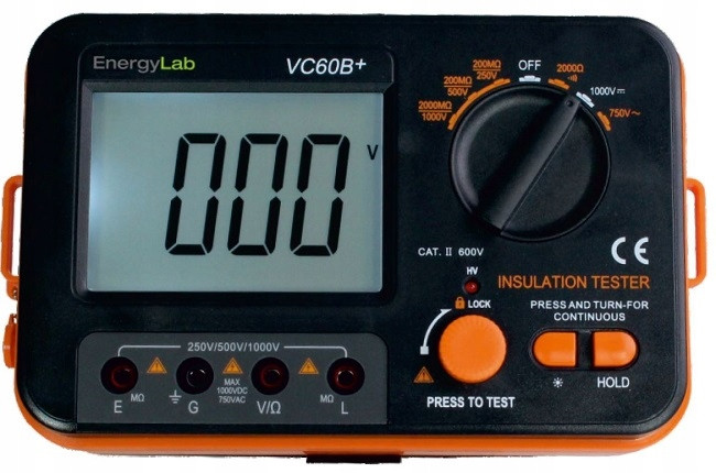 Měřič izolačního odporu 250/500/1000V EnergyLab VC60B+