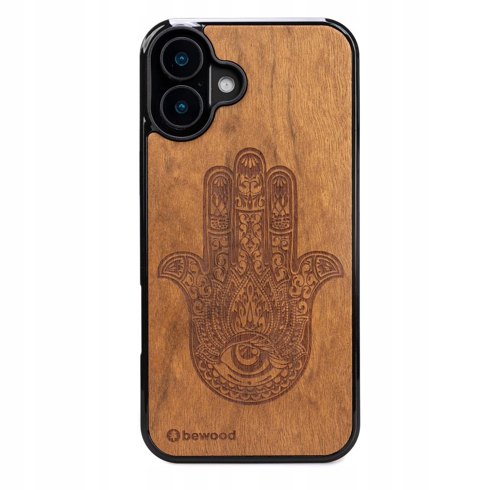 Dřevěné Pouzdro Bewood pro iPhone 16 Plus Hamsa Imbuia