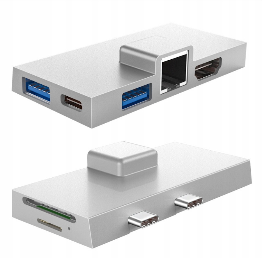 Adaptér Hub 7v2 Usb 3.1 Type-c RJ45 Hdmi Tf/sd Surface Pro 9 hliník
