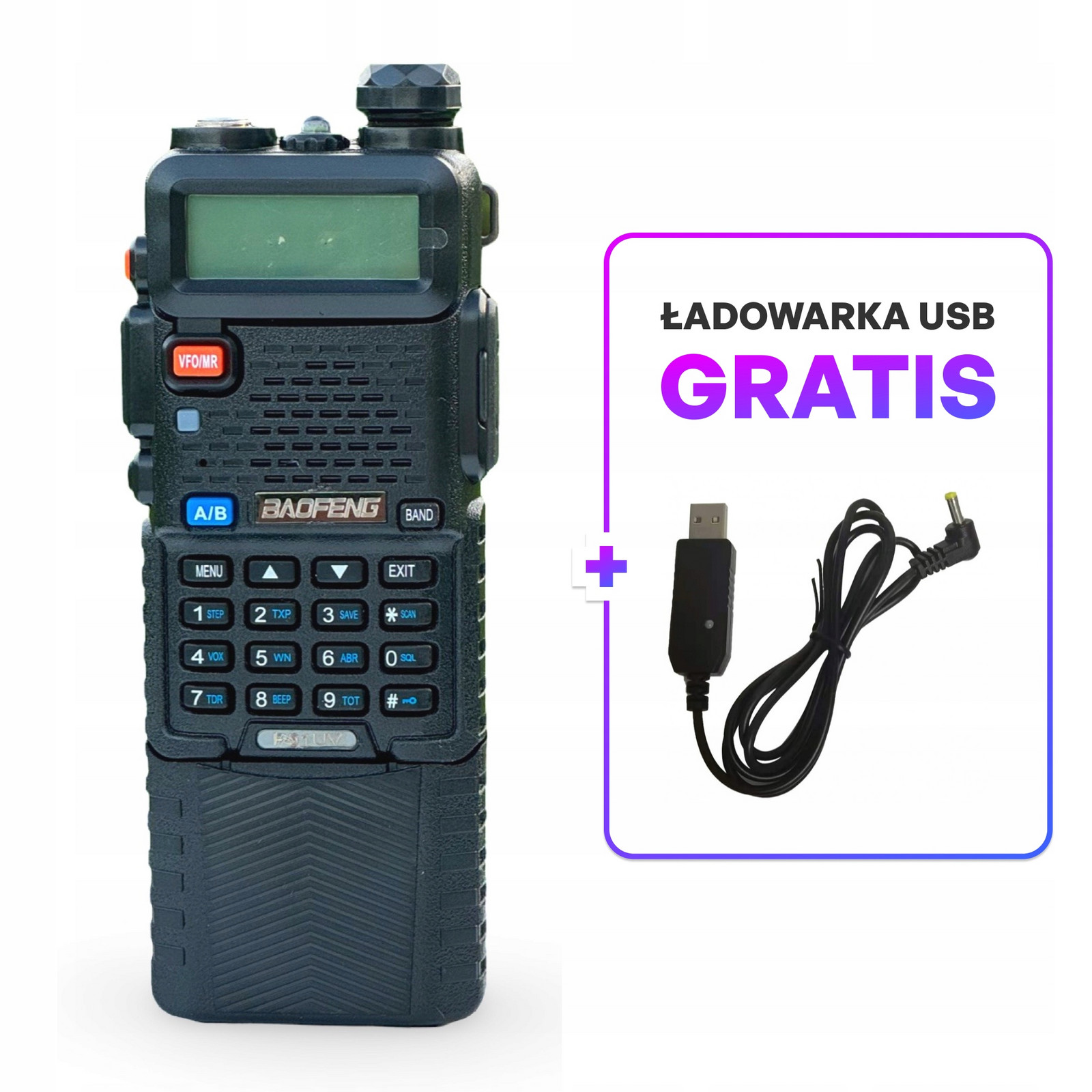 Krátká vlnovka Radiostanice Baofeng UV-5R P51UV 3800mAh PMR446 Usb kabel