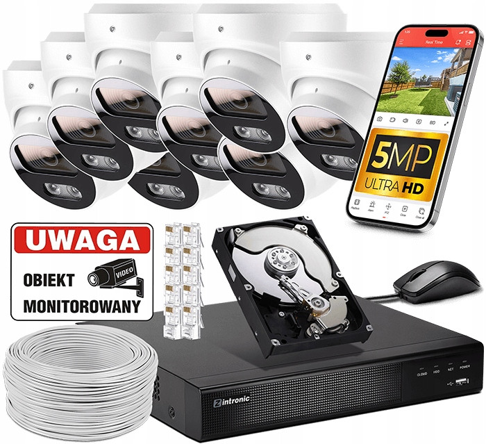 Sada pro Ip PoE Monitorování 8 Kamer 5MPx 1TB Audio Detekce