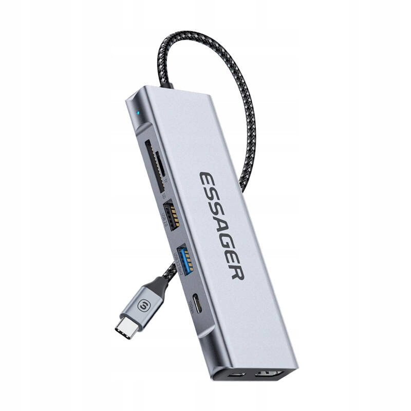 Essager Dokovací stanice Hdmi 2x Usb Sd Tf Adaptér Hub Pro Notebook Počítače