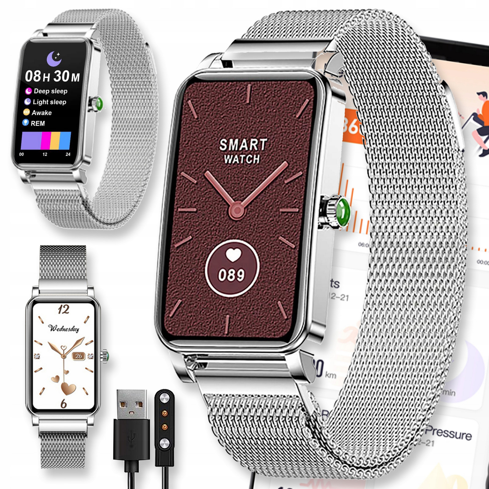 Chytré Hodinky Watch Smartband Band Pro Smart Menu Pl Sport Dámské Puls