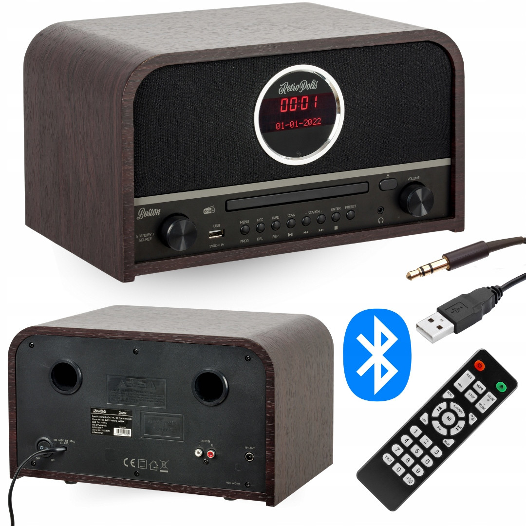 Rádio Do Obývacího Pokoje Boston síťové Am/fm Dab+ Digitální Usb-a Bluetooth CD Led