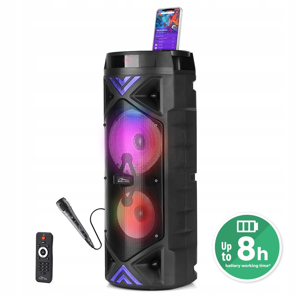 Přenosný Bluetooth 5.0+EDR reproduktor Media-tech Funbox Keg Pro 1400W Karaoke