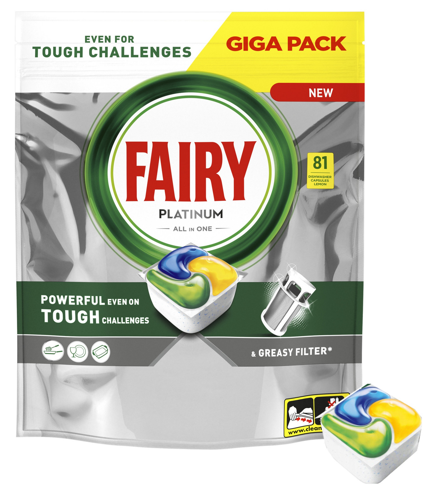 Fairy Platinum All In One Kapsle Do Myčky Citronové 81 Kusy Giga Pack