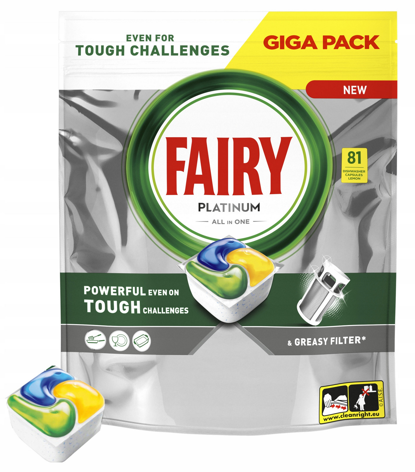 Kapsle Fairy Platinum All In One Do Myčky Citron Giga Pack 81 Kusů