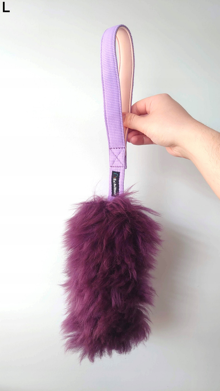 Přetahovadlo hračka z přírodní ovce velikost L pro psa fialová barevná krátká