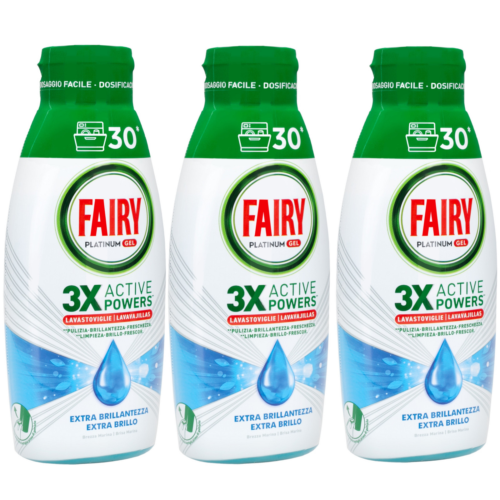 Fairy Gel do myčky Bezchybný lesk Extra Brillo Ocean 3 x 600ml