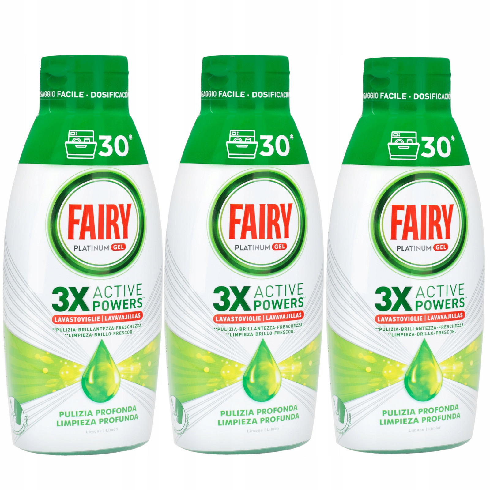 Gel do myčky 3X Active Powers Fairy Limone 3x 600ml 90 Mytí