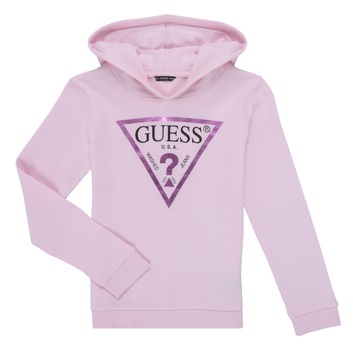 Guess  HOODED LS FLEECE_CORE  Růžová