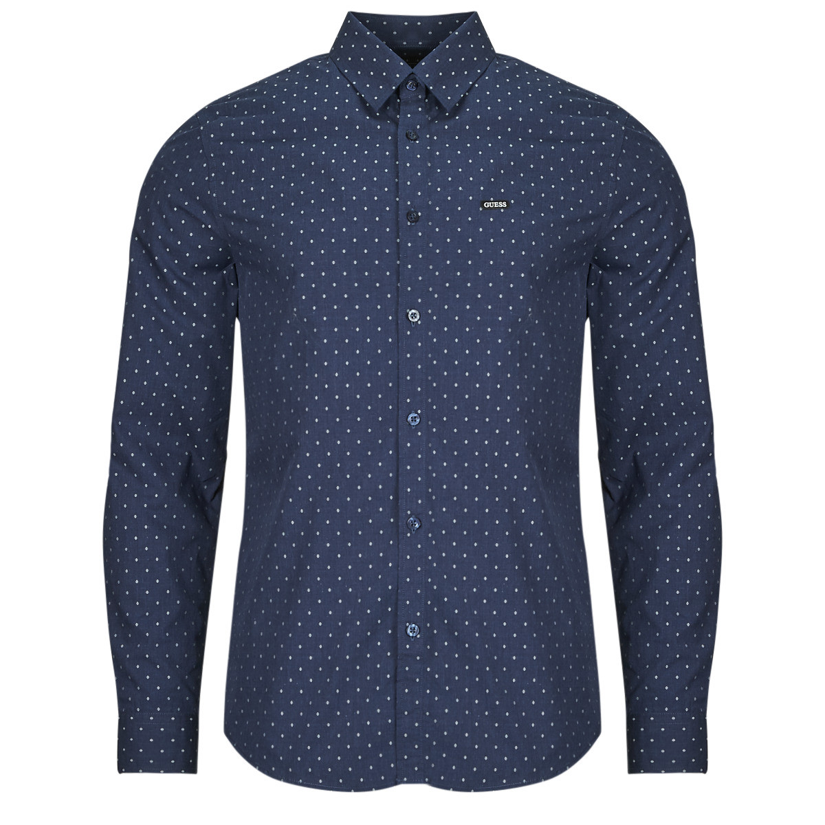 Guess  LS SUNSET MELANGE SHIRT  Modrá