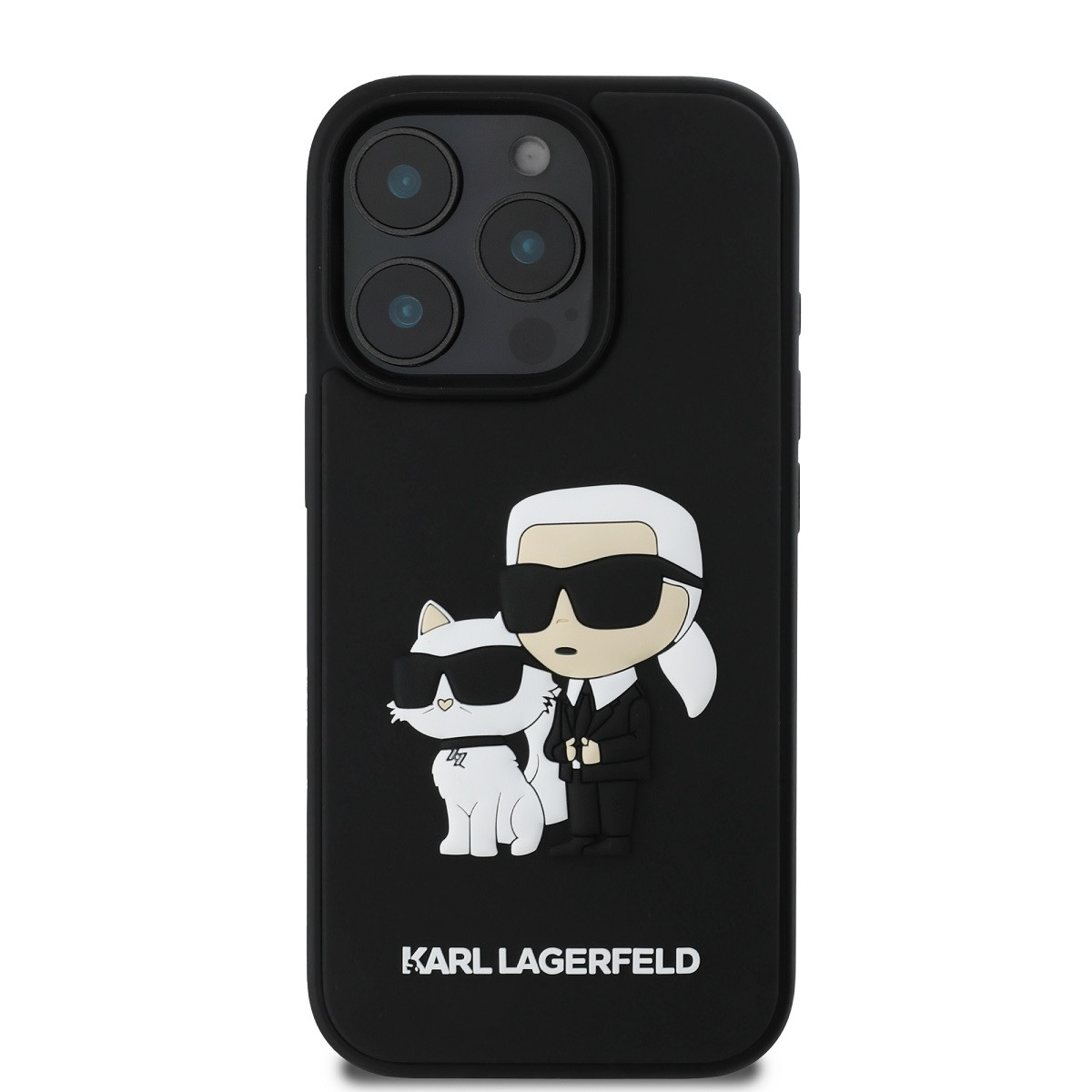 Zadní kryt Karl Lagerfeld 3D Rubber Karl and Choupette pro Apple iPhone 16 Pro, black