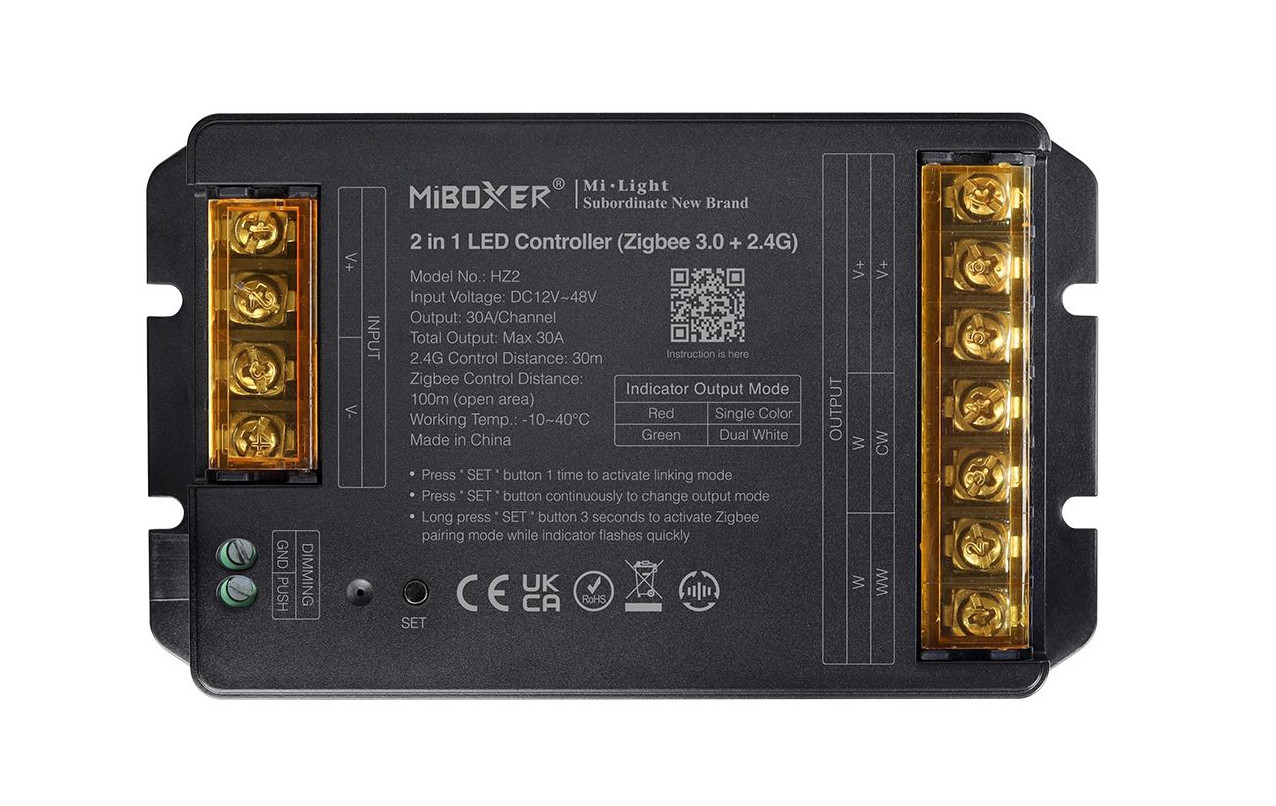 LED Solution Mi-Light MiBoxer ZIGBEE+RF Přijímač 30A 2v1 pro jednobarevné a CCT LED pásky HZ2