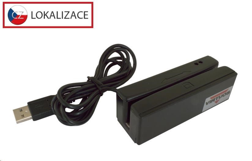 Virtuos MSR-100A třístopá čtečka magnetických karet, USB-HID/COM, černá