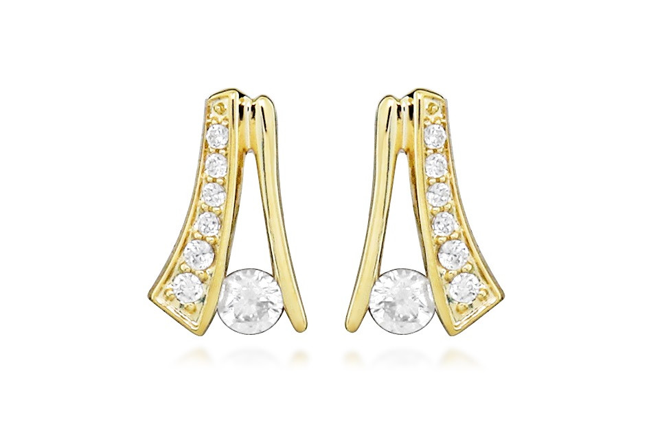 Silver Cat Krásné pozlacené náušnice s kubickými zirkony SC546