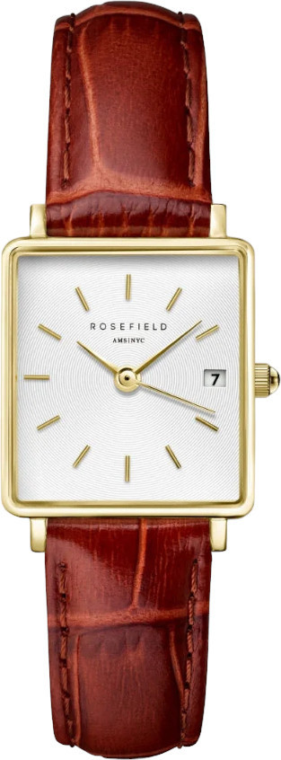 Rosefield Boxy XS White Medium Brown Leather Gold QWBLG-Q55