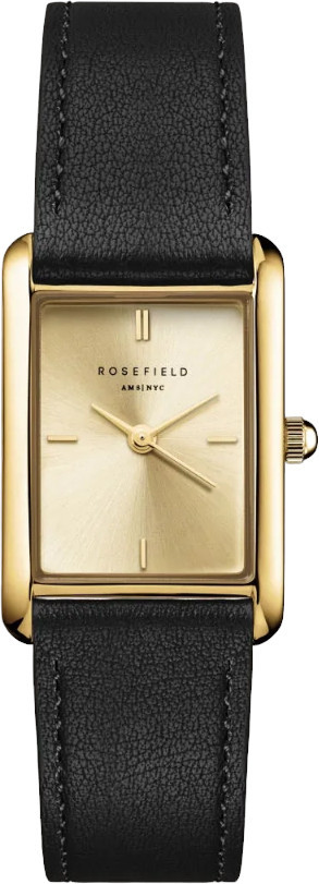 Rosefield Heirloom Modern Champagne Dial Gold Black Leather HCBLG-H07