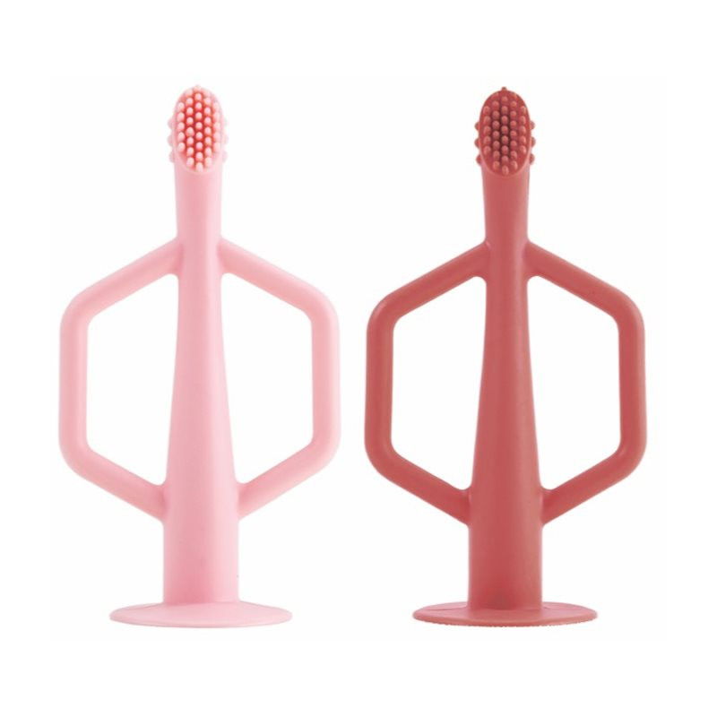 Tiny Twinkle Training Toothbrush zubní kartáček pro děti Rose, Burgundy 2 ks