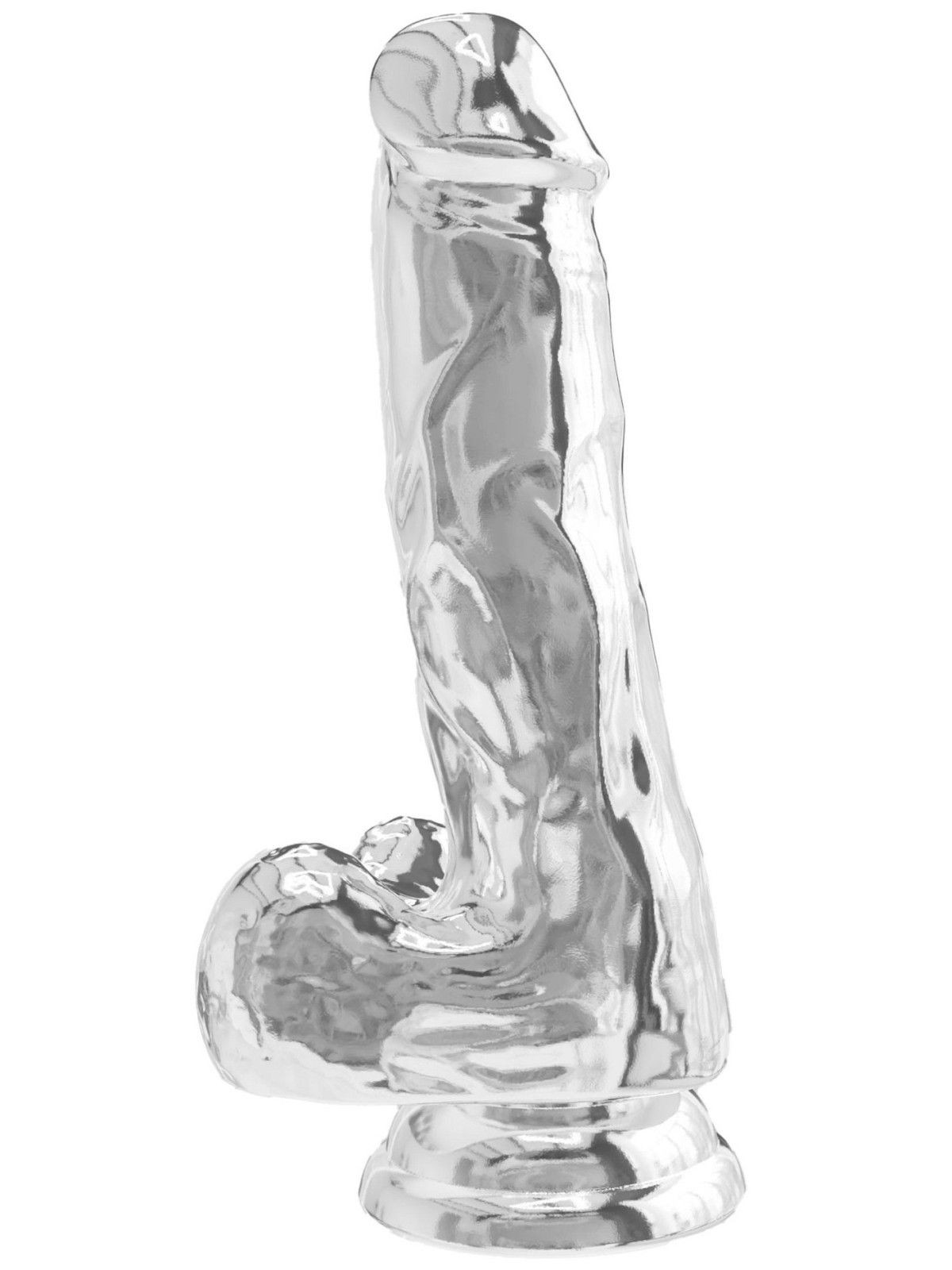 ToyJoy Transparentní realistické dildo s varlaty a přísavkou Get Real 6" - TOYJOY