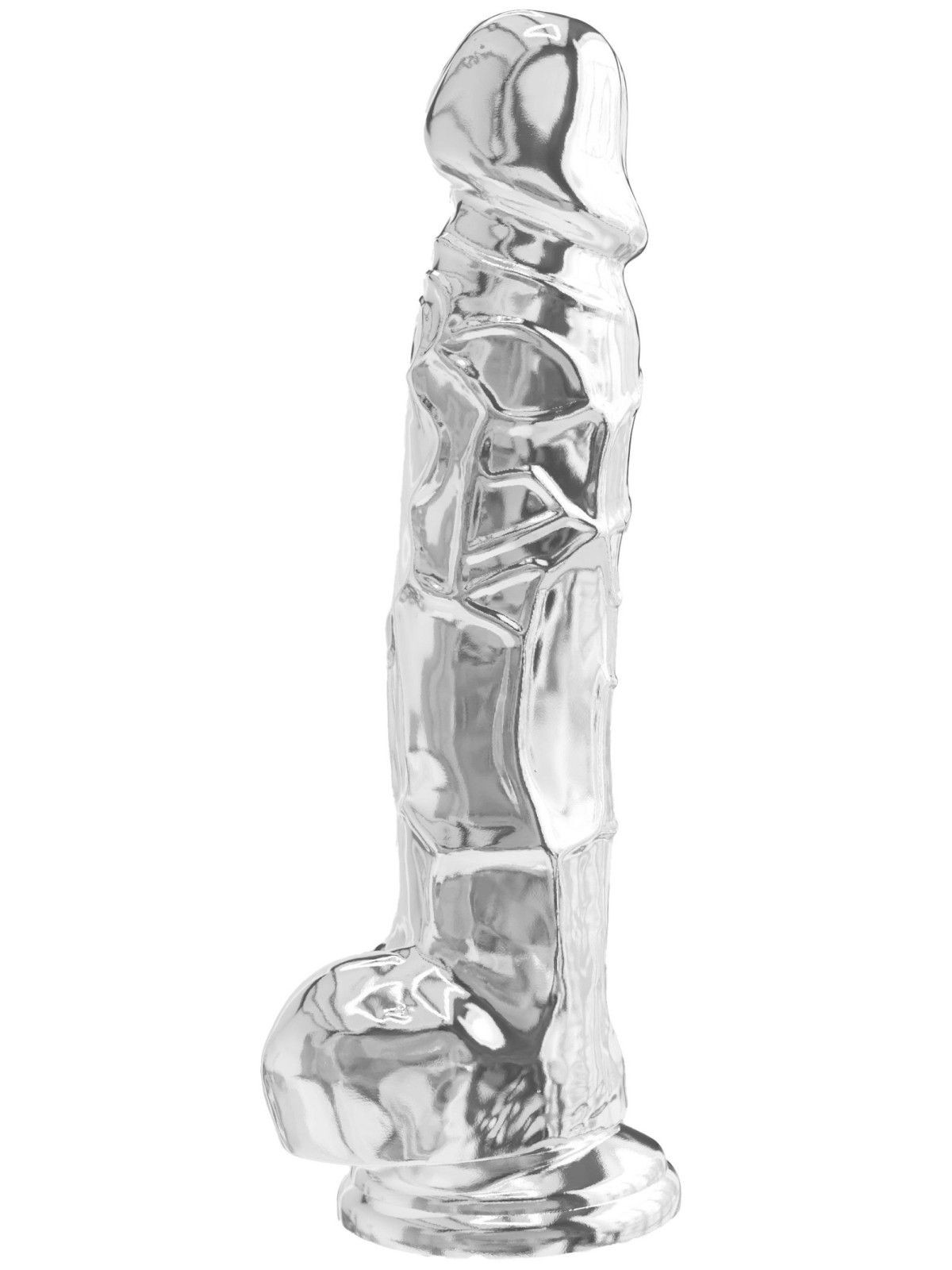 ToyJoy Transparentní realistické dildo s varlaty a přísavkou Get Real 8" - TOYJOY