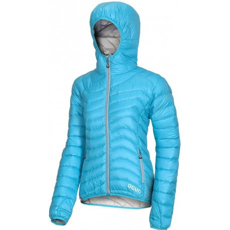 Ocún Tsunami Jacket W Icemint/vapor grey dámská ultralehká péřová bunda s kapucí DWR S