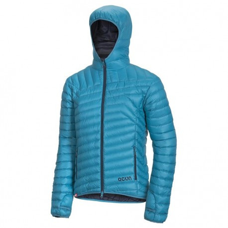 Ocún Tsunami Jacket M Enamel blue/dark blue pánská ultralehká péřová bunda s kapucí DWR M