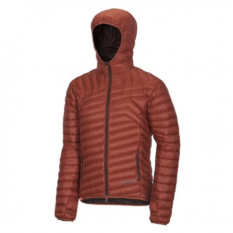 Ocún Tsunami Jacket M Picante/Chocolate pánská ultralehká péřová bunda s kapucí DWR XL