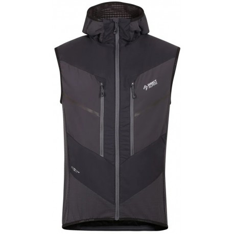 Direct Alpine Alpha Vest anthracite pánská lehká větruodolná vesta s kapucí Pertex Quantum L