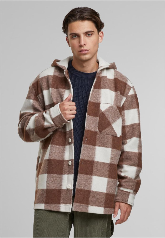 Big Check Jacket With Hood - whitesand/lightrust L