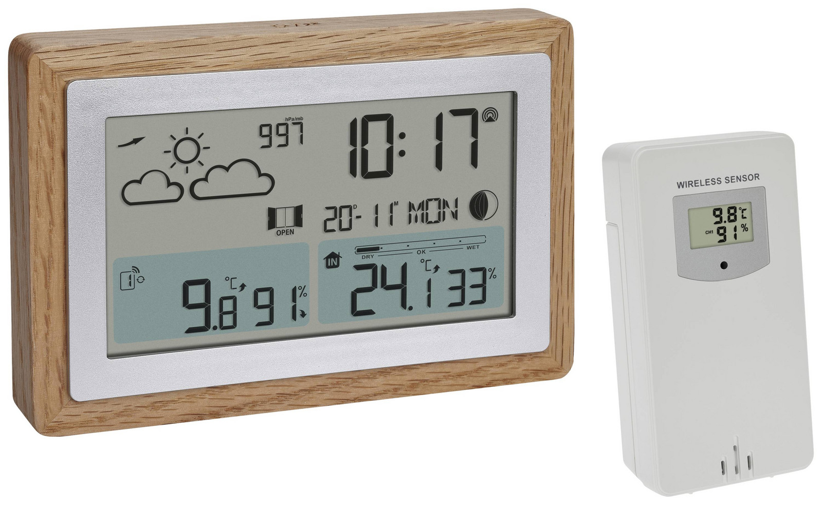 TFA Dostmann Funk-Wetterstation OAK 35.1167.54 digitální bezdrátová meteostanice Předpověď pro 12 hodin Počet senzorů (max.) 3