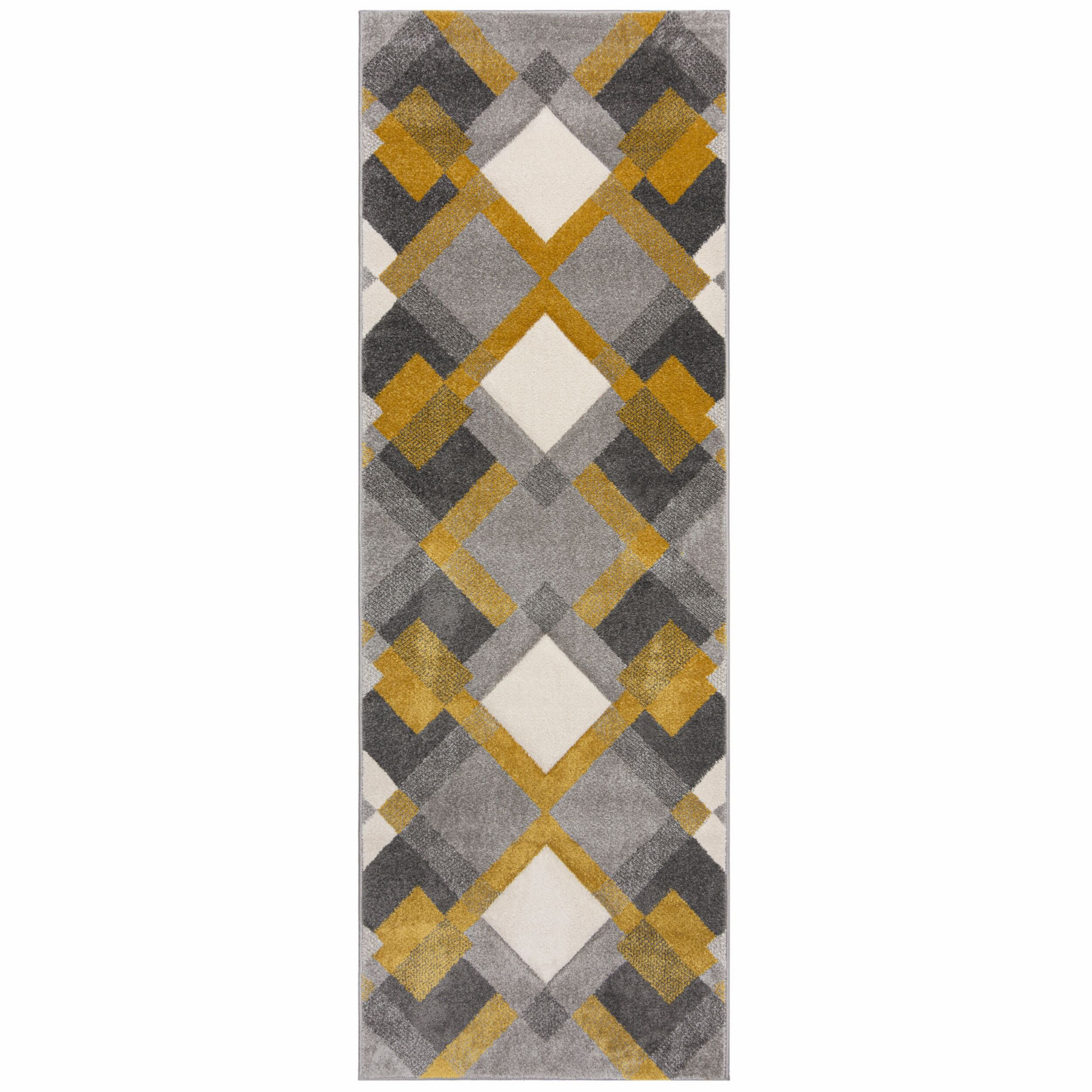 Běhoun Hand Carved Nimbus Grey/Ochre - 80x230 cm Flair Rugs koberce