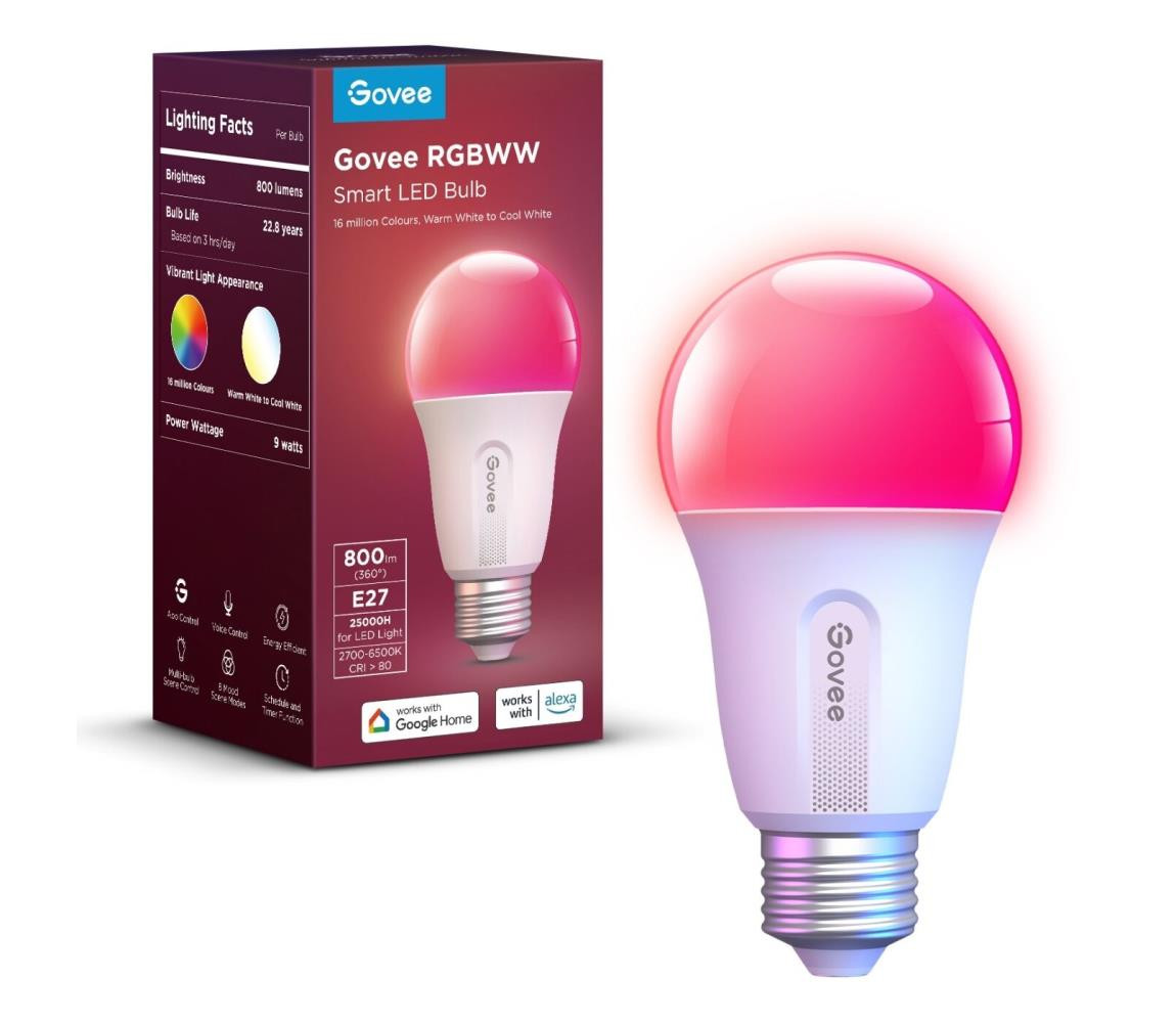 Govee Govee - LED RGBWW Žárovka Smart E27/9W/230V 2700-6500K Wi-Fi