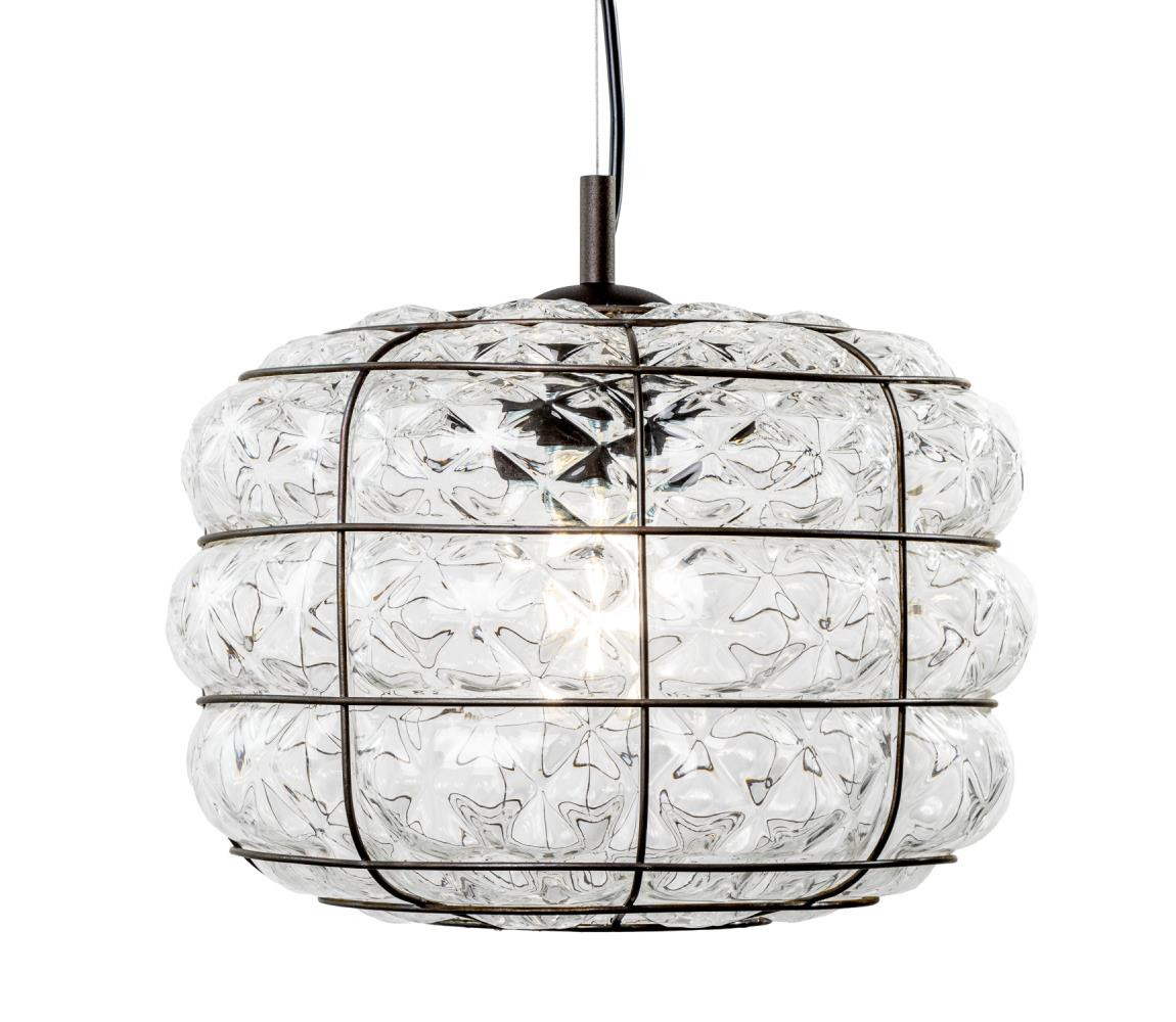 SIRU SIRU - Lustr na lanku TERRA 1xE27/60W/230V černá/čirá benátské sklo