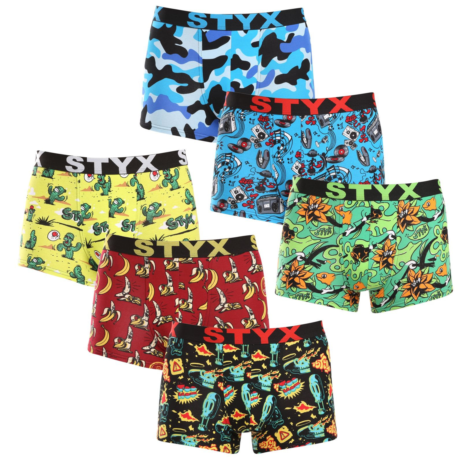 6PACK pánské boxerky Styx art sportovní guma vícebarevné (6G13198780) XL, trenky / trenýrky