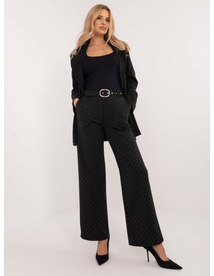 Dámské látkové kalhoty s páskem černé