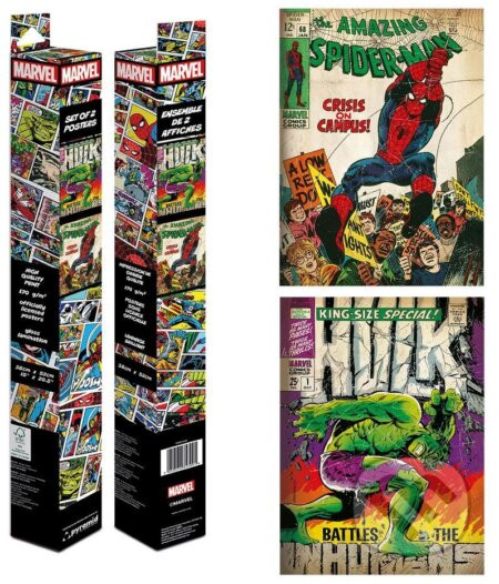 Set 2 ks plagátov Marvel Comics: Spiderman a Hulk
