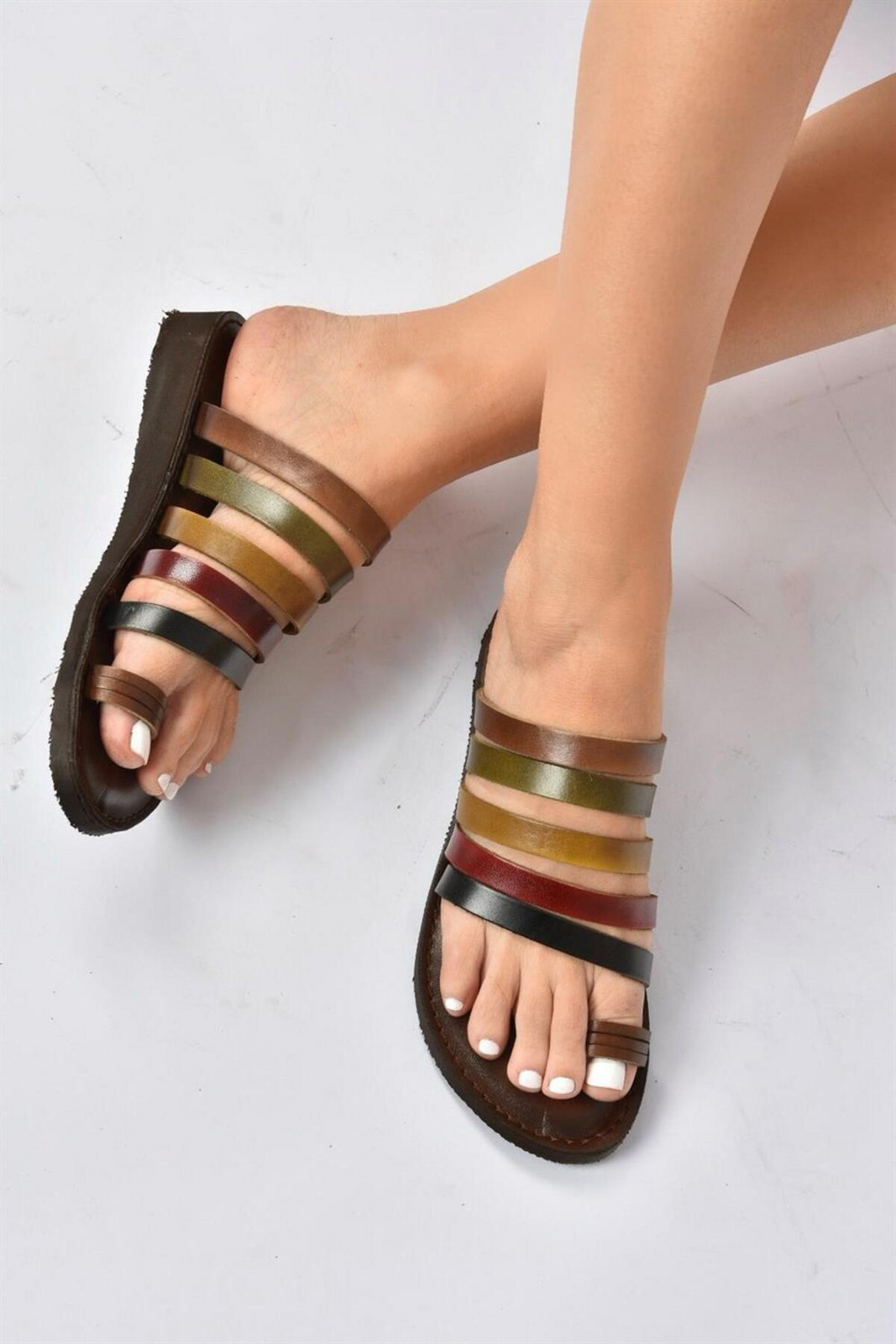 Fox Shoes Colorful Genuine Leather Women Sandals