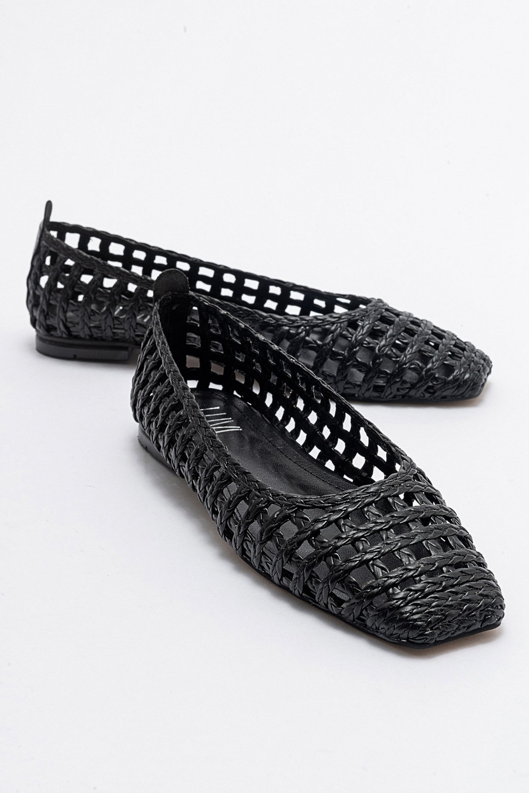 LuviShoes ARCOLA Black Knitted Patterned Women's Ballerinas