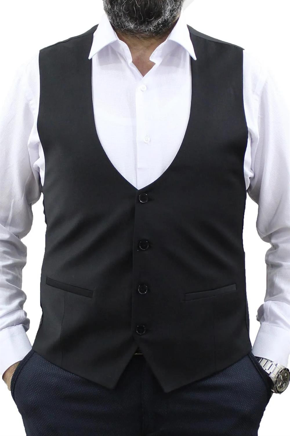 36495 Dewberry U Neck Mens Vest-BLACK